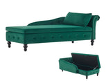 Velvet Chaise Lounge Sofa with Storage, Upholstered Chaise lounge Couch with Pillow for Living Room, N652P201198N