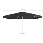 ZNTS Replacement Fabric for Outdoor Parasol Black 500 cm 312544