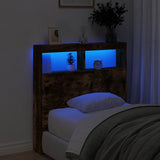 Headboard Cabinet with LED Smoked Oak 100x17x102 cm 839186