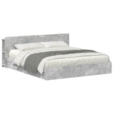 Bed Frame with Storage with Drawer Concrete Grey 200 x 200 cm 3433606