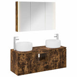Bathroom Cabinet Set 4 pcs Smoked Oak Engineered Wood 3406547
