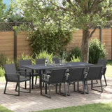 Garden Dining Set 9 pcs Black Poly Rattan 3378830
