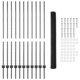 Welded Wire Fence 25 x 1.4 m PVC-Coated Steel Grey Mesh 3336865