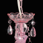 Chandelier with Beads Pink Round 3 x E14 281598