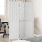 Room Divider 3 Panels White Solid Wood Paulownia 358717
