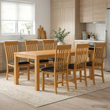 Dining Set 7 pcs Black Solid Oak Wood 3430394