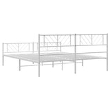 Metal Bed Frame without Mattress with Footboard White 180x200cm 372250
