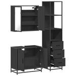 ZNTS 3 Piece Bathroom Furniture Set Black Engineered Wood 3301125