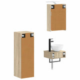 Bathroom Cabinet Set 4 pcs Sonoma Oak 43 x 16 x 62.5 cm 3407369