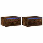 ZNTS Wall-mounted Bedside Cabinets with LED Lights 2 pcs Smoked Oak 860220