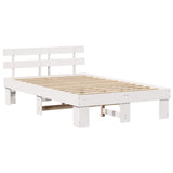 Bed Frame with Headboard White 135 x 190 cm Solid Pine Wood 872450