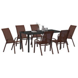 Garden Dining Set 7 pcs Brown and Black Powder-coated Steel 3379132