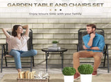 Three-Piece Garden Seat Set, with Glass-Top Table - Black T3398P317768
