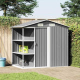 47103 Garden Shed with Rack Grey 205x130x183 cm Iron