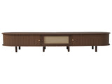TV Stand with 1 Rattan Drawer and 2 Sliding Doors,Oval TV Cabinet Storage Sideboard with Rounded N605P339346B