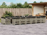 17 Piece Garden Dining Set with Cushions Light Grey Poly Rattan 3211067