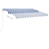 Manual Retractable Awning with LED 350x250 cm Blue and White 3069521