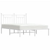 ZNTS Metal Bed Frame without Mattress with Headboard White 150x200cm 353588