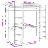 Loft Bed Frame Natural 75 x 190 cm Solid Pine Wood 3414556