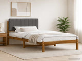 Bed Frame with Upholstered Headboard Natural and Light Grey 904197