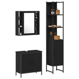 Bathroom Vanity Units with Shelf 3 pcs Black Engineered wood 3334385