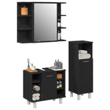 Bathroom Furniture Set with Shelf 3 pcs Black 30 x 30 x 99.5 cm 3333048