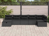 Sofa Set with Cushion with Storage 7 pcs Black Poly Rattan 3359202