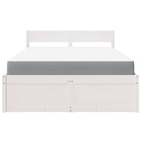 Bed with Drawers and Mattress White 120x190 cm Small Double Solid Wood Pine 3281917