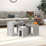 Nesting Coffee Tables 3 pcs Grey Sonoma Engineered Wood 815985