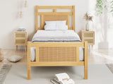 Wooden bed, 3ft single bed 90190cm, MDF with rattan paper, Sturdy bed slats, PineMDFPlywood, Wood N604P353107N