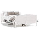 Bed Frame without Mattress White 150x200 cm King Size Solid Wood Pine 3216171