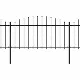 Garden Fence with Spear Top Steel 359x150 cm Black 277731