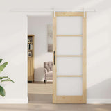 Sliding Door Natural 78 x 211 cm Solid Pine Wood and Glass 3332413