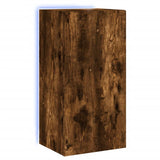 TV Wall Cabinet with LED Lights Smoked Oak 40.5x35x80 cm 837264
