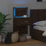 ZNTS Wall-mounted Bedside Cabinet with LED Lights Brown Oak 848169