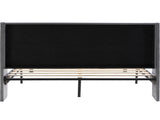 Double Bed Velvet Grey 4FT6 Upholstered Bed with Winged Headboard, Wood Slat Support WF284398AAG