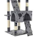 Cat Tree with Sisal Scratching Posts 170 cm Paw Prints Grey 170613