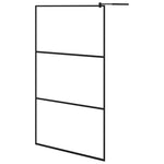 ZNTS Walk-in Shower Wall with Shelf Black 115x195 cm ESG Glass&Aluminium 3185479