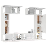 6 Piece TV Cabinet Set White Engineered Wood 3114462