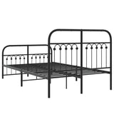 Metal Bed Frame without Mattress with Footboard Black 120x200cm 376616