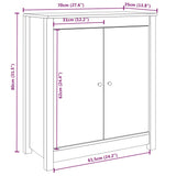 Sideboard White 70x35x80 cm Solid Wood Pine 813720