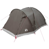 Cabin Tent with Roof Brown grey 4-Person Polyester and Steel 42029011