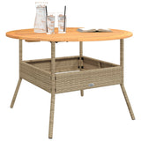Garden Table with Acacia Wood Top Beige 110x71 cm Poly Rattan 368627