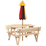 Picnic Table for 4 Kids with Umbrella Solid Wood Fir 3281617