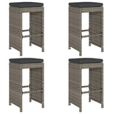 Garden Bar Stools with Cushions 4 pcs Grey Poly Rattan 368690