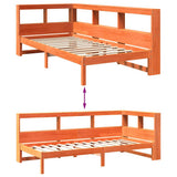 Bookcase Bed without Mattress Wax Brown 90x200 cm Solid Wood Pine 3324328