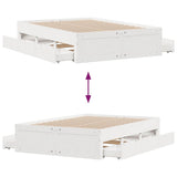 Bed Frame without Mattress with Drawers White 140x190 cm Solid Wood Pine 3308817