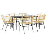 7 Piece Garden Dining Set Brown Poly Rattan Glass 3334496