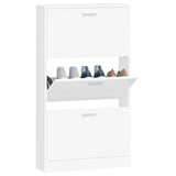Shoe Cabinet White 59x17x108 cm Engineered Wood 342526