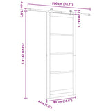 Sliding Door White and Black 93 x 232 cm Solid Pine Wood 3333379
